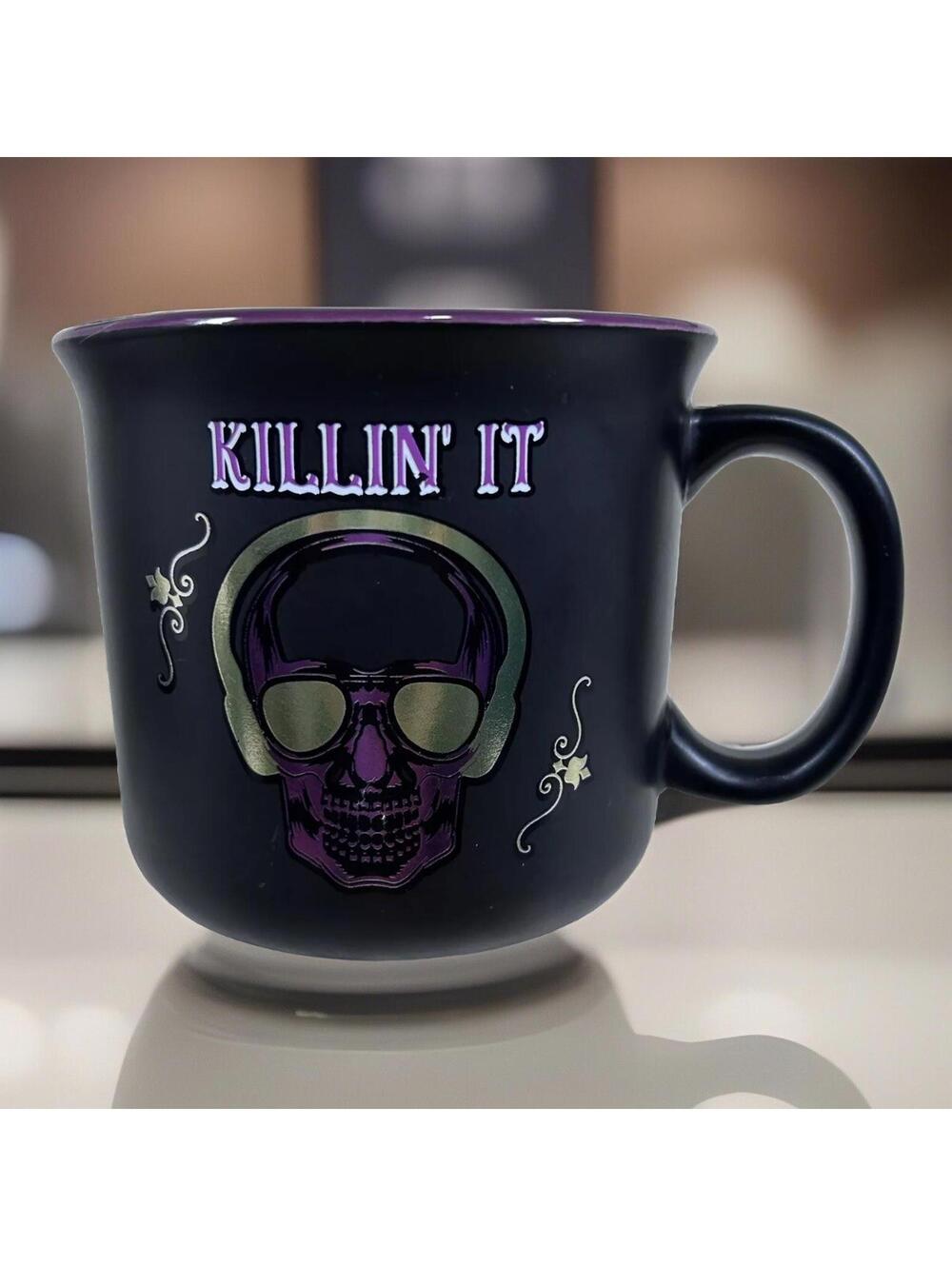 Killing It Skull Cup Headphones / Black Purple and Gold Holographic